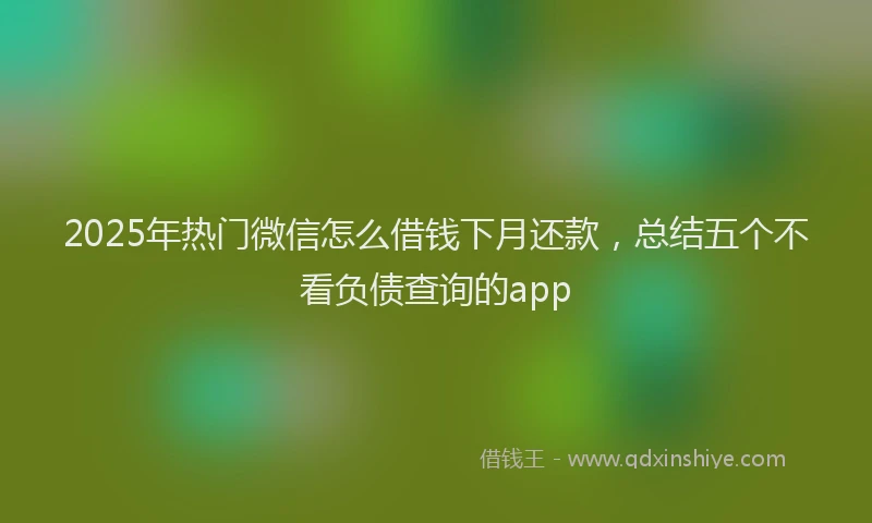 2025年热门微信怎么借钱下月还款，总结五个不看负债查询的app