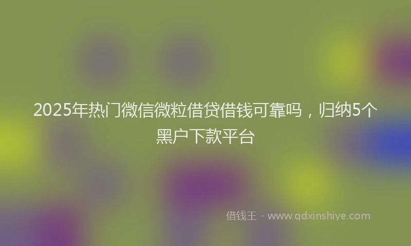 2025年热门微信微粒借贷借钱可靠吗，归纳5个黑户下款平台