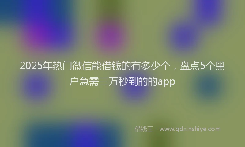 2025年热门微信能借钱的有多少个，盘点5个黑户急需三万秒到的的app