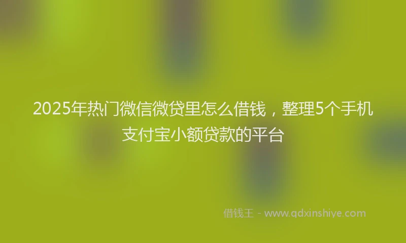 2025年热门微信微贷里怎么借钱，整理5个手机支付宝小额贷款的平台