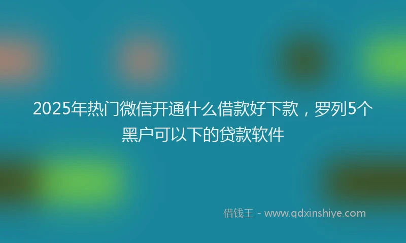 2025年热门微信开通什么借款好下款，罗列5个黑户可以下的贷款软件