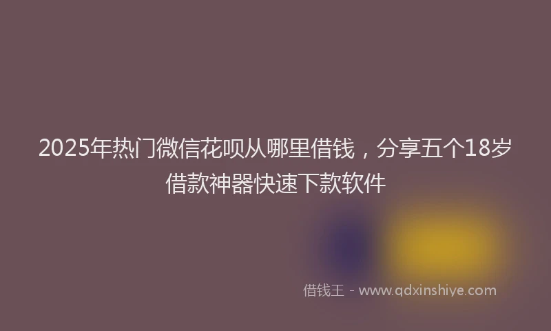 2025年热门微信花呗从哪里借钱，分享五个18岁借款神器快速下款软件