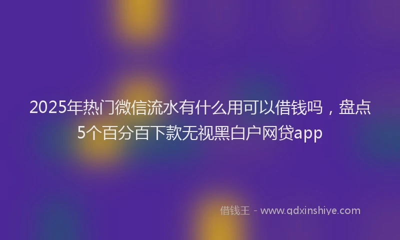 2025年热门微信流水有什么用可以借钱吗，盘点5个百分百下款无视黑白户网贷app