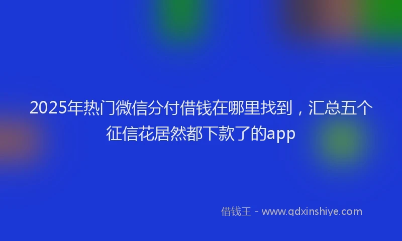 2025年热门微信分付借钱在哪里找到，汇总五个征信花居然都下款了的app