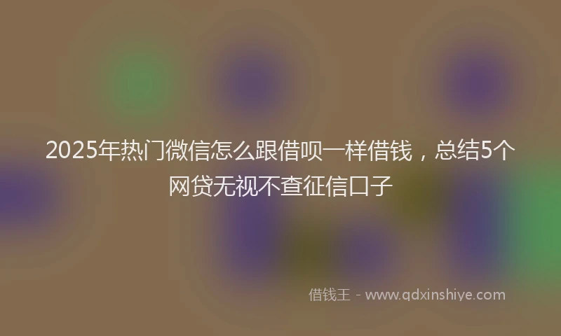 2025年热门微信怎么跟借呗一样借钱，总结5个网贷无视不查征信口子