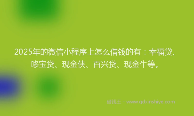 2025年的微信小程序上怎么借钱的有：幸福贷、哆宝贷、现金侠、百兴贷、现金牛等。