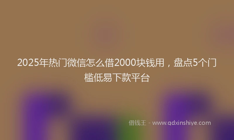 2025年热门微信怎么借2000块钱用，盘点5个门槛低易下款平台