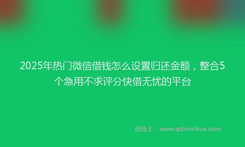 2025年热门微信借钱怎么设置归还金额，整合5个急用不求评分快借无忧的平台