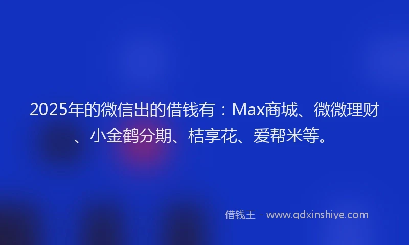 2025年的微信出的借钱有：Max商城、微微理财、小金鹤分期、桔享花、爱帮米等。