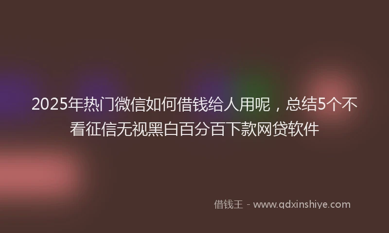 2025年热门微信如何借钱给人用呢，总结5个不看征信无视黑白百分百下款网贷软件