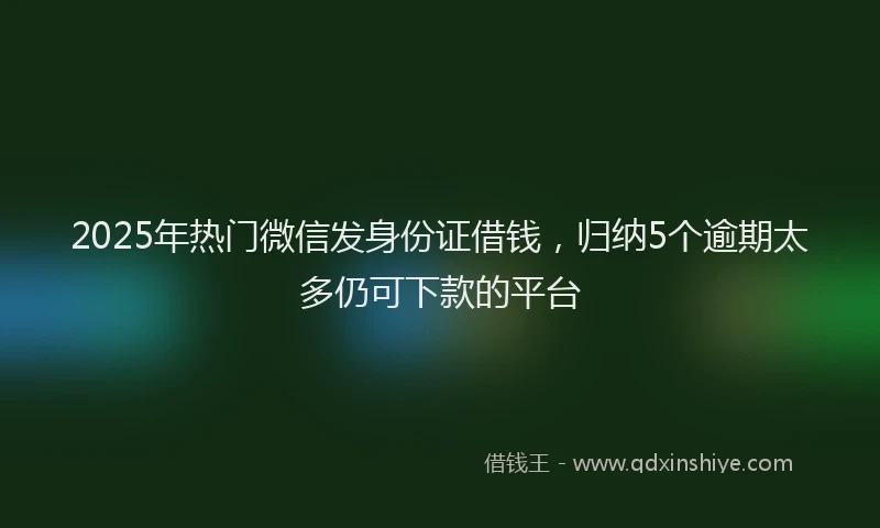 2025年热门微信发身份证借钱，归纳5个逾期太多仍可下款的平台