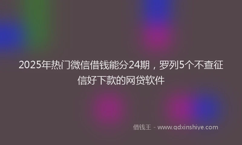 2025年热门微信借钱能分24期，罗列5个不查征信好下款的网贷软件