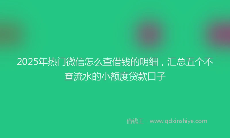 2025年热门微信怎么查借钱的明细，汇总五个不查流水的小额度贷款口子
