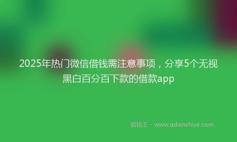 2025年热门微信借钱需注意事项，分享5个无视黑白百分百下款的借款app