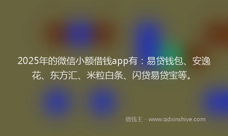 2025年的微信小额借钱app有：易贷钱包、安逸花、东方汇、米粒白条、闪贷易贷宝等。