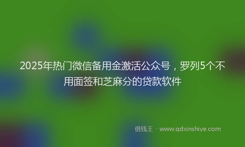 2025年热门微信备用金激活公众号，罗列5个不用面签和芝麻分的贷款软件