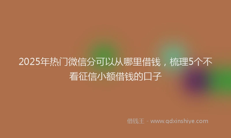2025年热门微信分可以从哪里借钱，梳理5个不看征信小额借钱的口子