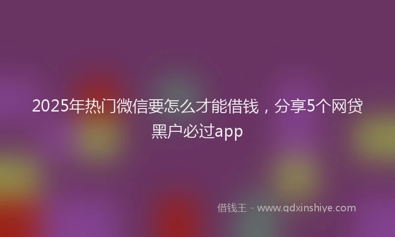 2025年热门微信要怎么才能借钱，分享5个网贷黑户必过app