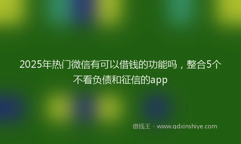 2025年热门微信有可以借钱的功能吗，整合5个不看负债和征信的app