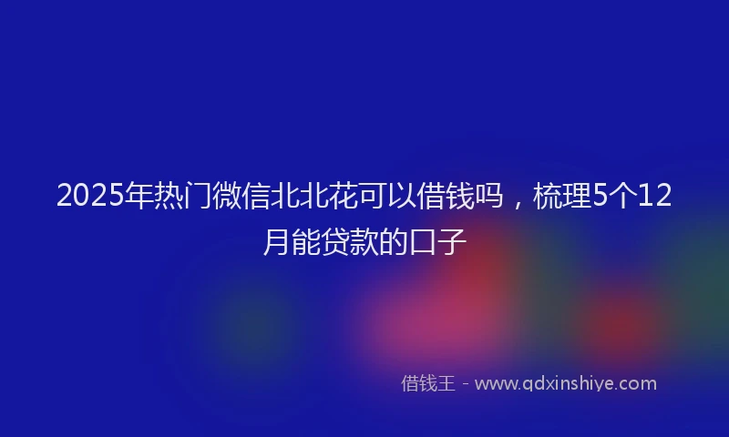 2025年热门微信北北花可以借钱吗，梳理5个12月能贷款的口子