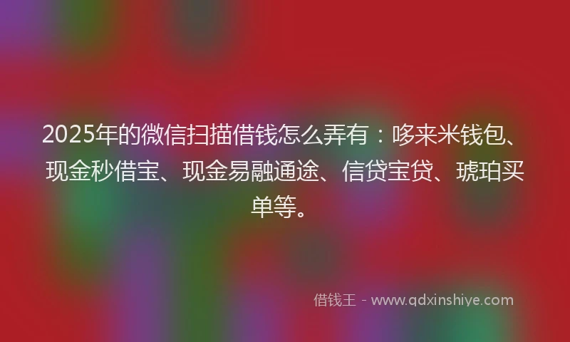 2025年的微信扫描借钱怎么弄有：哆来米钱包、现金秒借宝、现金易融通途、信贷宝贷、琥珀买单等。