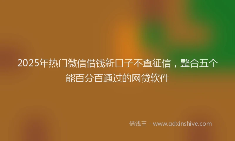 2025年热门微信借钱新口子不查征信，整合五个能百分百通过的网贷软件