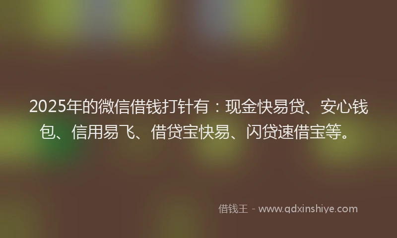 2025年的微信借钱打针有：现金快易贷、安心钱包、信用易飞、借贷宝快易、闪贷速借宝等。