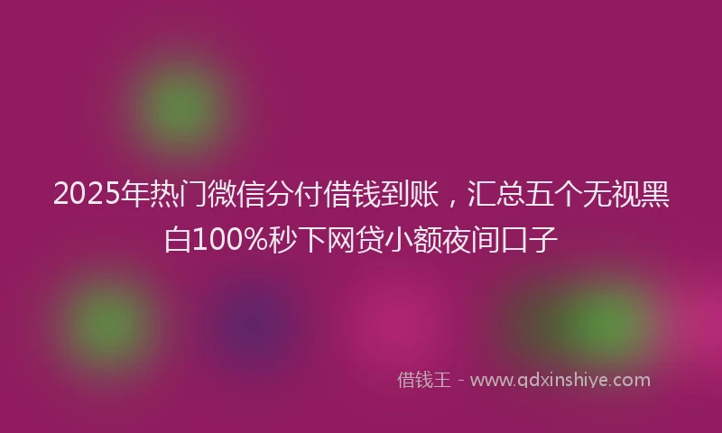 2025年热门微信分付借钱到账，汇总五个无视黑白100%秒下网贷小额夜间口子