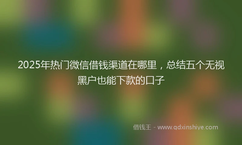 2025年热门微信借钱渠道在哪里，总结五个无视黑户也能下款的口子