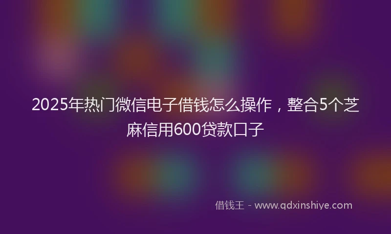 2025年热门微信电子借钱怎么操作，整合5个芝麻信用600贷款口子