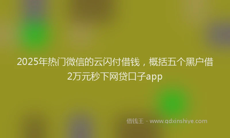 2025年热门微信的云闪付借钱，概括五个黑户借2万元秒下网贷口子app