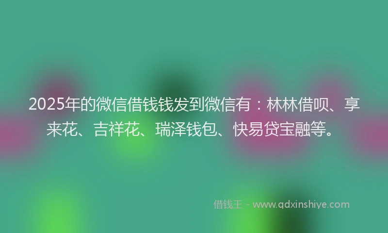 2025年的微信借钱钱发到微信有：林林借呗、享来花、吉祥花、瑞泽钱包、快易贷宝融等。
