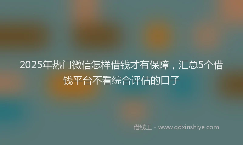 2025年热门微信怎样借钱才有保障，汇总5个借钱平台不看综合评估的口子