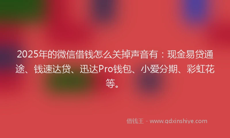 2025年的微信借钱怎么关掉声音有：现金易贷通途、钱速达贷、迅达Pro钱包、小爱分期、彩虹花等。