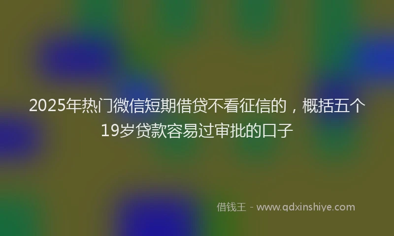 2025年热门微信短期借贷不看征信的，概括五个19岁贷款容易过审批的口子