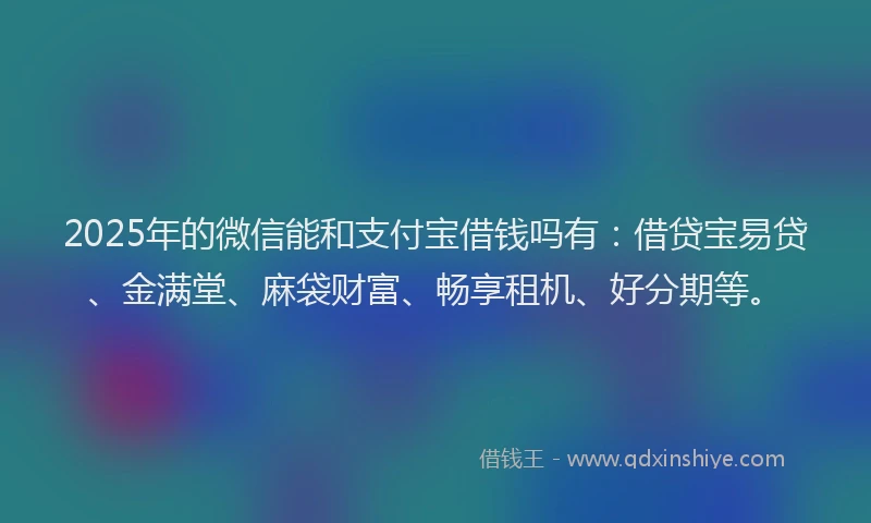 2025年的微信能和支付宝借钱吗有：借贷宝易贷、金满堂、麻袋财富、畅享租机、好分期等。