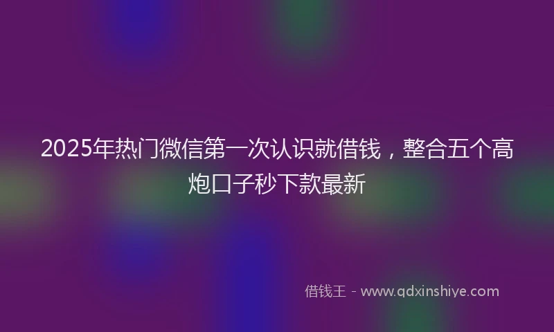 2025年热门微信第一次认识就借钱，整合五个高炮口子秒下款最新