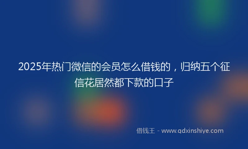 2025年热门微信的会员怎么借钱的，归纳五个征信花居然都下款的口子