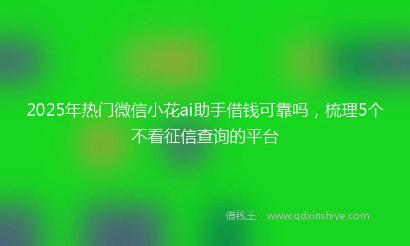 2025年热门微信小花ai助手借钱可靠吗，梳理5个不看征信查询的平台