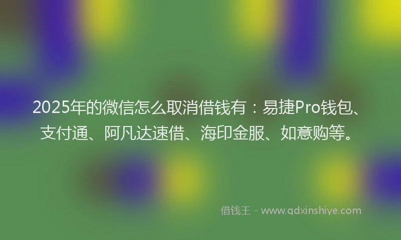 2025年的微信怎么取消借钱有：易捷Pro钱包、支付通、阿凡达速借、海印金服、如意购等。