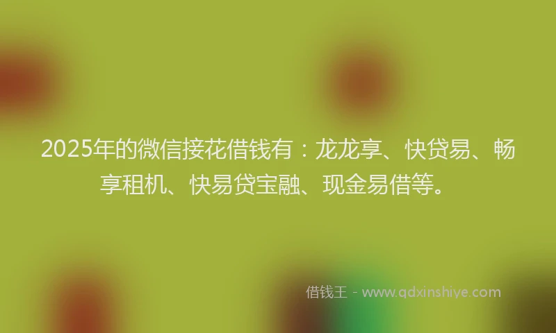 2025年的微信接花借钱有：龙龙享、快贷易、畅享租机、快易贷宝融、现金易借等。