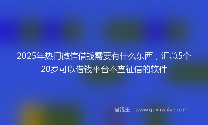 2025年热门微信借钱需要有什么东西，汇总5个20岁可以借钱平台不查征信的软件