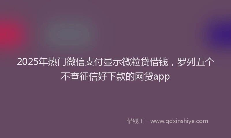 2025年热门微信支付显示微粒贷借钱，罗列五个不查征信好下款的网贷app
