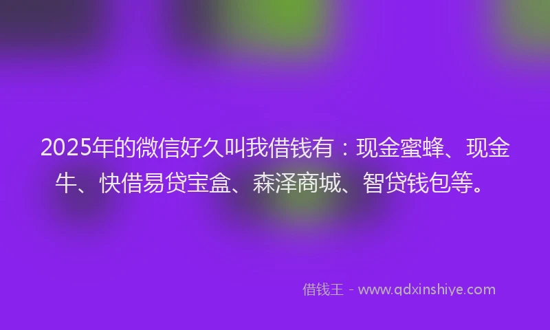 2025年的微信好久叫我借钱有：现金蜜蜂、现金牛、快借易贷宝盒、森泽商城、智贷钱包等。
