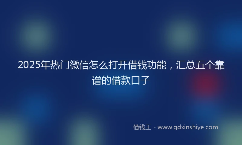 2025年热门微信怎么打开借钱功能，汇总五个靠谱的借款口子