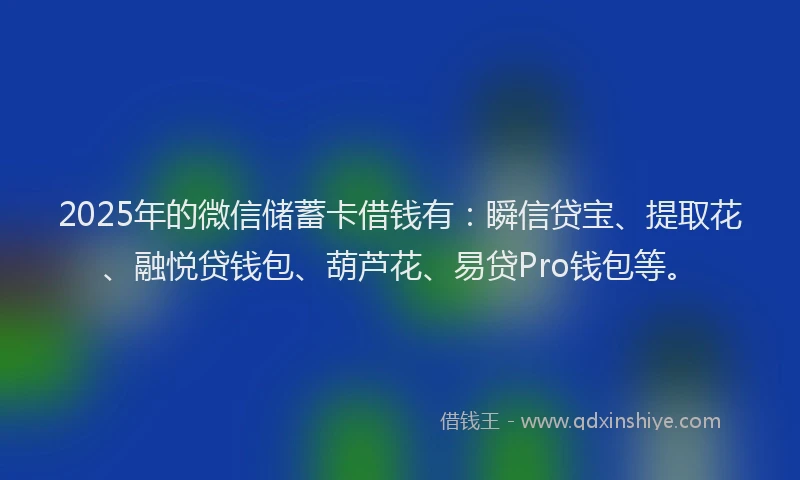 2025年的微信储蓄卡借钱有：瞬信贷宝、提取花、融悦贷钱包、葫芦花、易贷Pro钱包等。