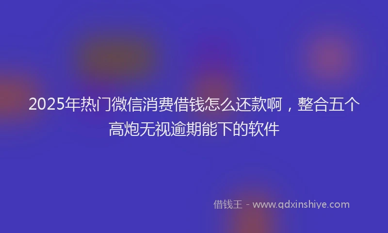 2025年热门微信消费借钱怎么还款啊，整合五个高炮无视逾期能下的软件