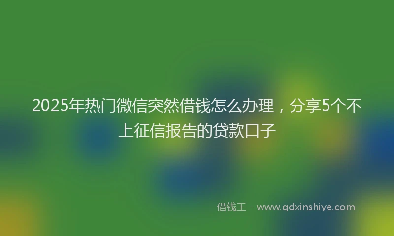 2025年热门微信突然借钱怎么办理，分享5个不上征信报告的贷款口子