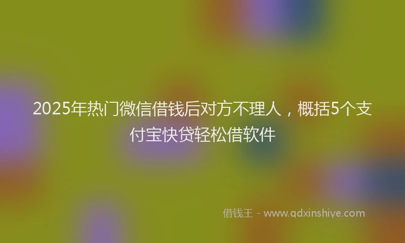 2025年热门微信借钱后对方不理人，概括5个支付宝快贷轻松借软件