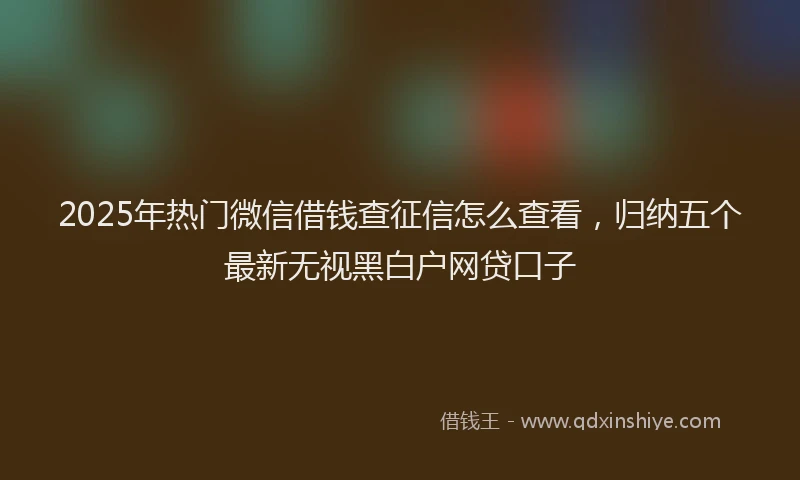 2025年热门微信借钱查征信怎么查看，归纳五个最新无视黑白户网贷口子